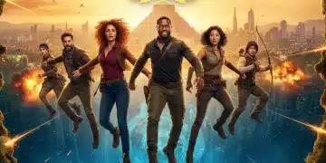 Cartel promocional de una película española de gran éxito de taquilla en 2026, con actores populares y un diseño impactante.
