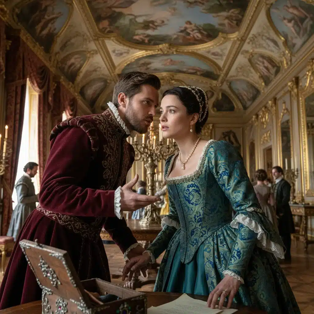 Diálogo tenso entre personajes en un drama histórico español que esconde un secreto