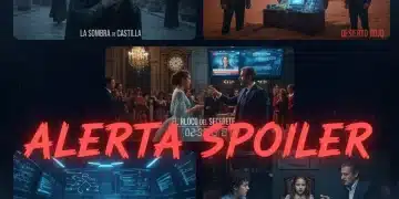Collage dramático de giros argumentales en series españolas de 2026