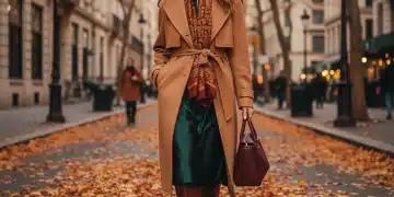 Mujer elegante con botas altas en calle otoñal, moda otoño-invierno 2026