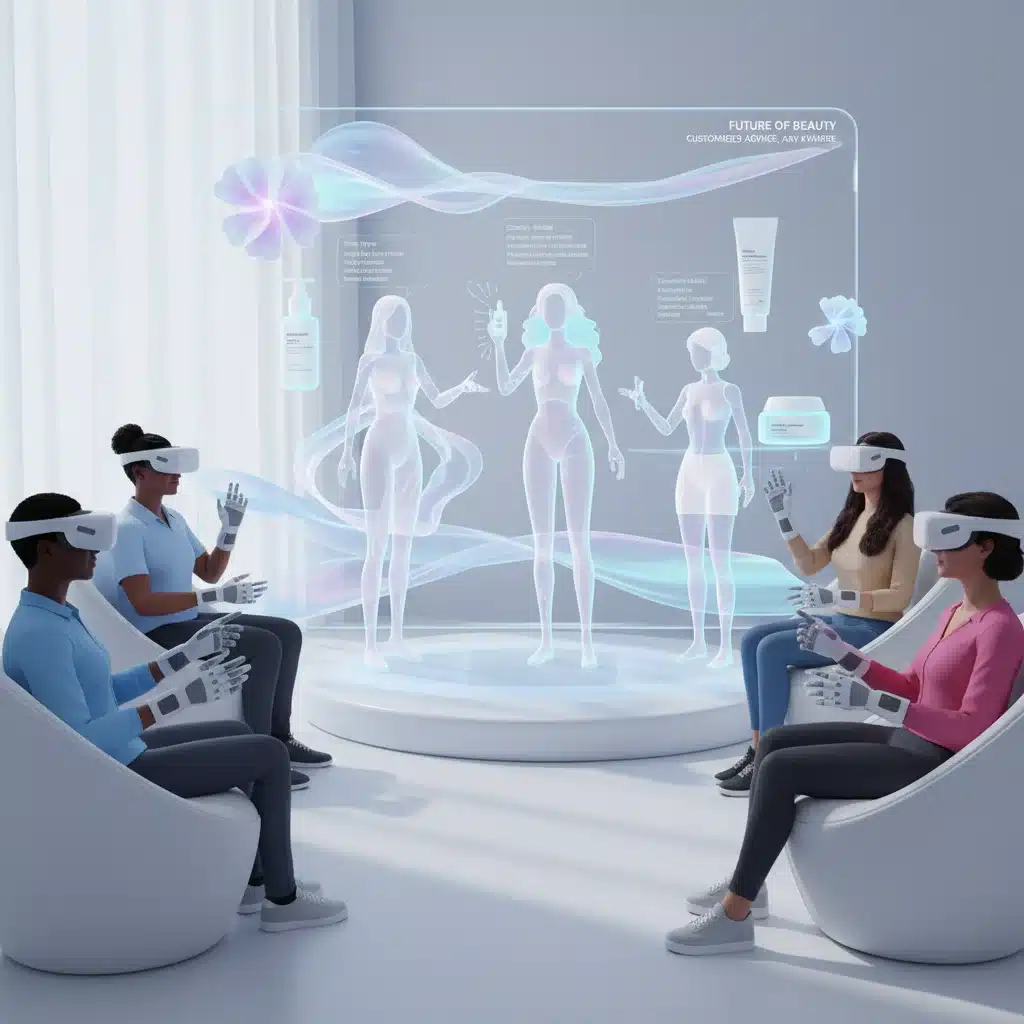 Personas en una consulta virtual de cuidado de la piel, explorando productos personalizados.